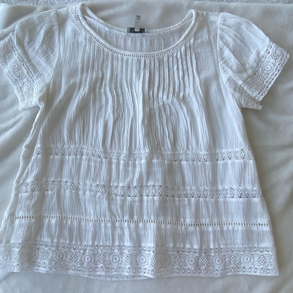 Joie White Textured Lace Tunic